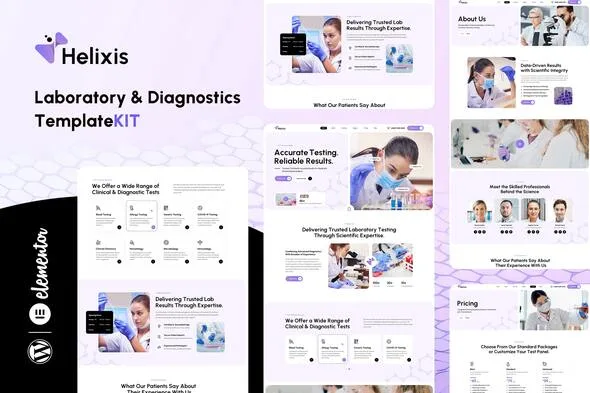 helixis laboratory diagnostics elementor template kit 1
