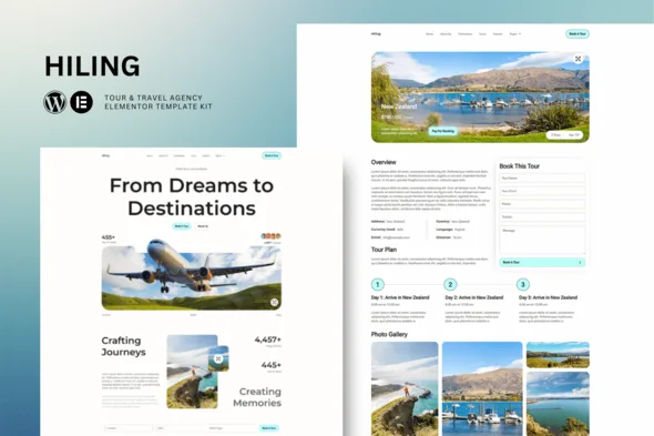 hiling tour travel agency elementor template kit 1
