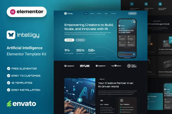 intelligy artificial intelligence elementor template kit 1
