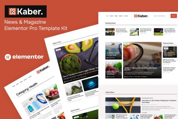 kaber news magazine elementor pro template kit 1