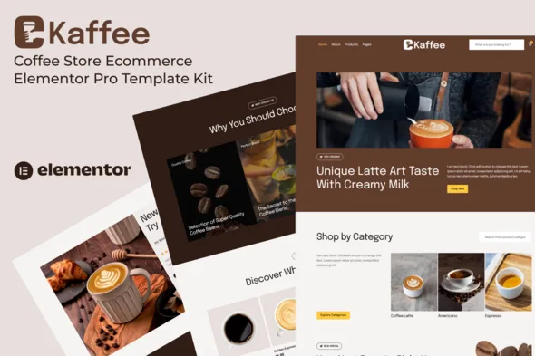 kaffee coffee store ecommerce elementor pro template kit 1