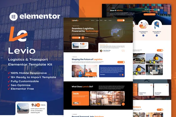 lenvio logistics transport service elementor template kit 1