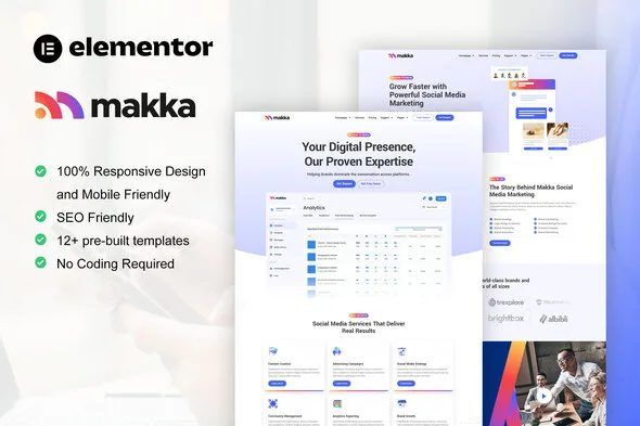 makka social media marketing agency elementor template kit 1