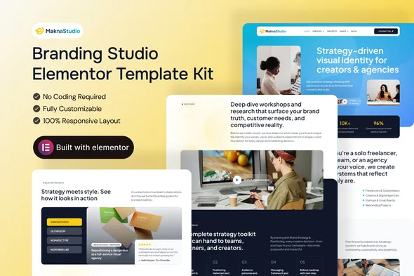 maknastudio branding studio elementor pro template kit 1