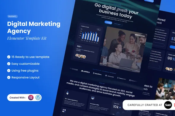 marketify digital marketing agency elementor template kit 1