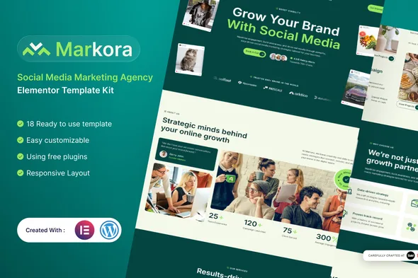 markora social media marketing agency elementor template kit 1