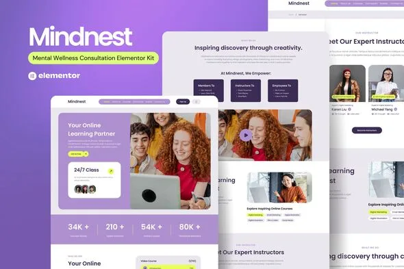 mindnest mental wellness consultation elementor template kit 1