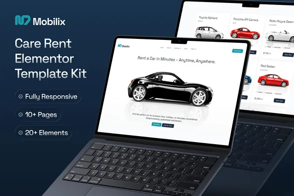 mobilix car rent elementor template kit 1