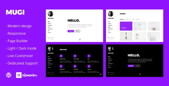 Mugi – Personal Portfolio & Resume WordPress Theme