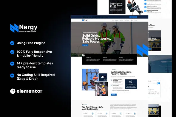 nergy utilities services company elementor template kit 1