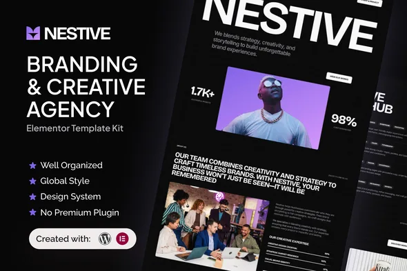 nestive branding creative agency elementor template kit 1