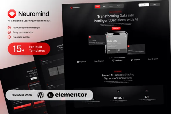 neuromind ai machine learning elementor template kit 1