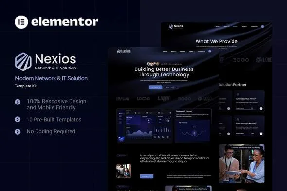 nexios modern network it solution elementor template kit 1