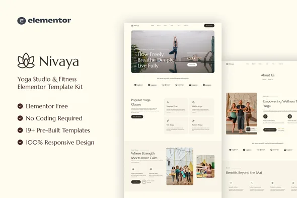 nivaya yoga studio fitness elementor template kit 1