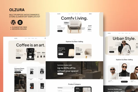 olzura multipurpose woocommerce store elementor template kit 1