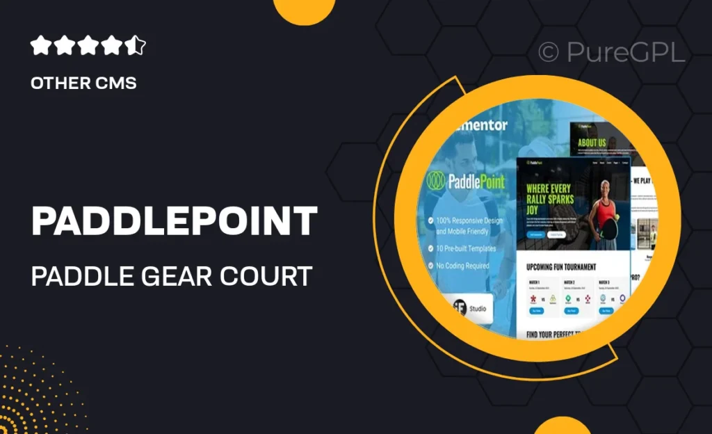 PaddlePoint – Paddle Gear & Court Booking Elementor Template Kit