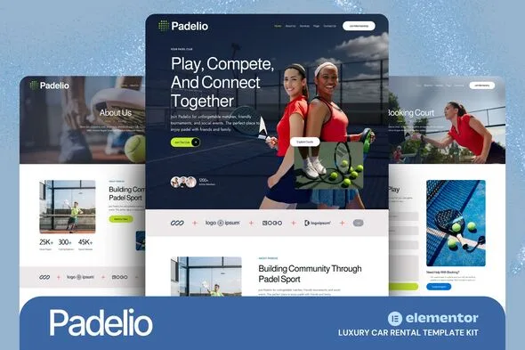 padelio padel club court rental elementor template kit 1