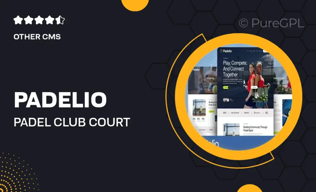 Padelio – Padel Club & Court Rental Elementor Template Kit