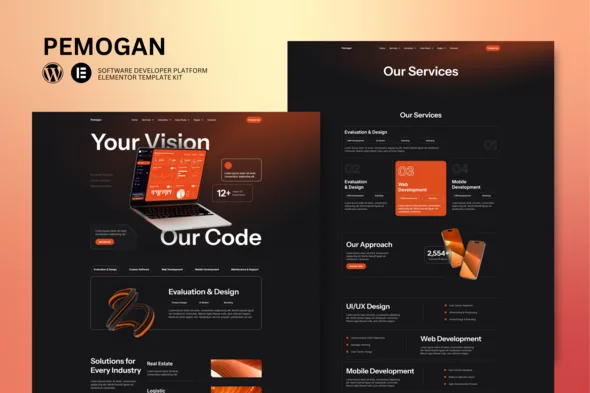 pemogan software development it solutions elementor template kit 1