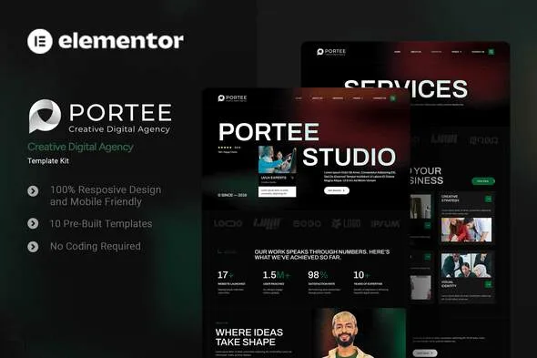 portee creative digital agency elementor template kit 1