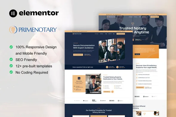 primenotary notary public legal services elementor pro template kit 1