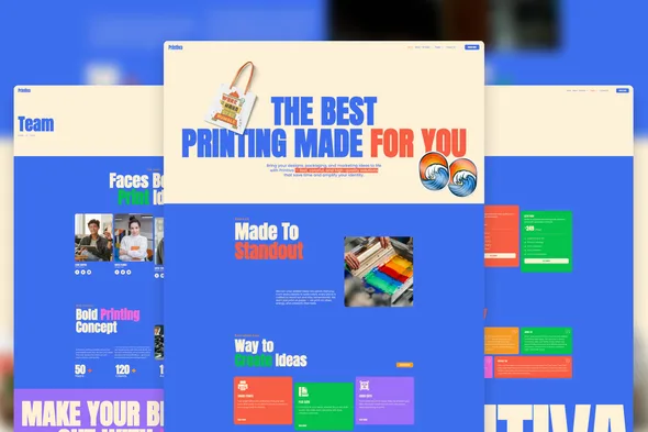 printiva modern colorful printing service company elementor template kit 1