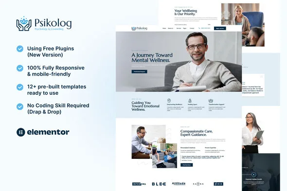 psikolog psychology counseling elementor template kit 1