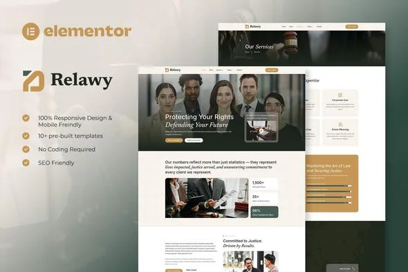 relawy law firm attorney elementor template kit 1
