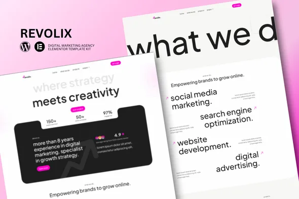 revolix digital marketing agency elementor template kit 1