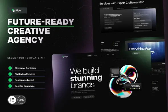 rigen ready creative agency elementor template kit 1