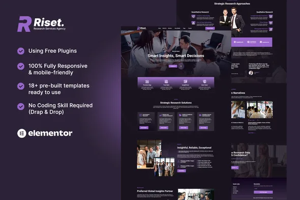 riset research services agency elementor template kit 1