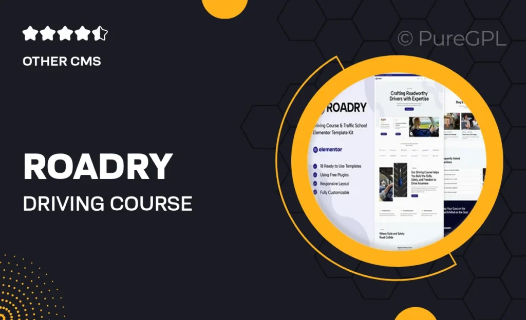 Roadry – Driving Course & Traffic School Elementor Template Kit