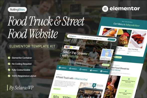 rollingbites food truck street food elementor pro template kit 1