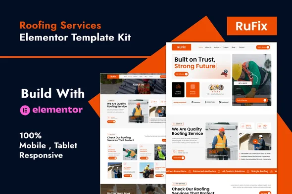 rufix roofing services elementor template kit 1