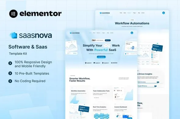 saasnova software saas elementor template kit 1