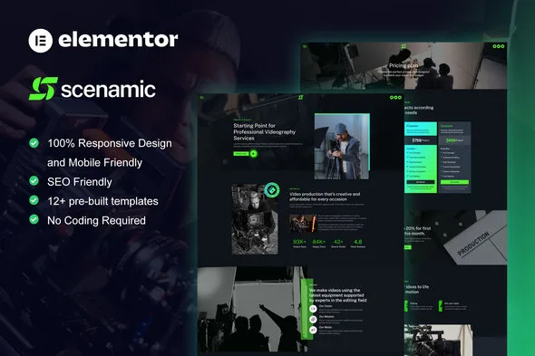 scenamic video production service elementor template kit 1