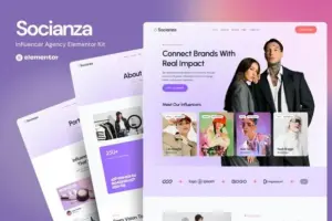 Socianza – Influencer Agency Elementor Template Kit