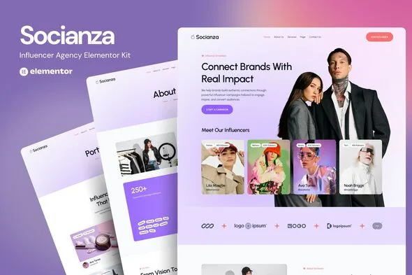 socianza influencer agency elementor template kit 1
