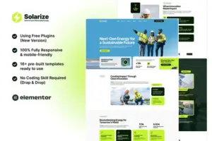 Solarize – Solar & Green Renewable Energy Elementor Template Kit