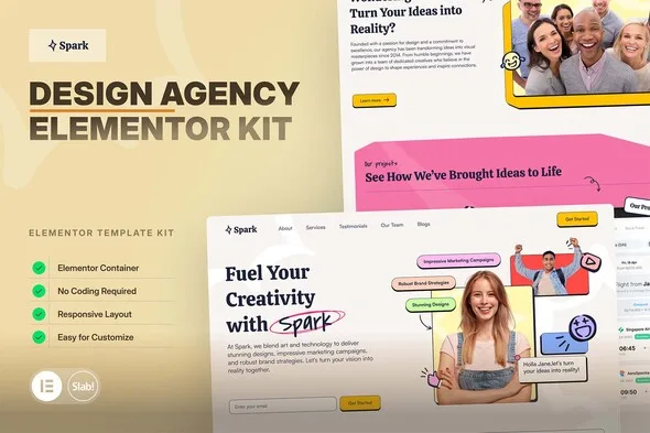 spark design agency elementor pro template kit 1