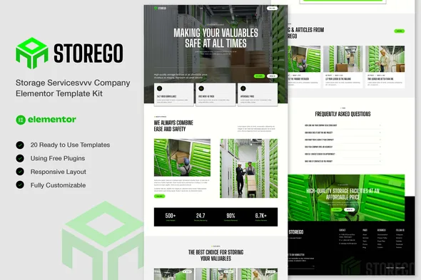 storego storage services company elementor template kit 1