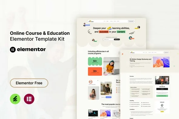 studiez online course education elementor template kit 1