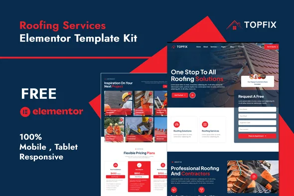 topfix roofing services elementor template kit 1