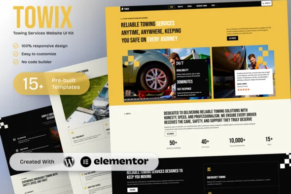 towix towing services elementor template kit 1