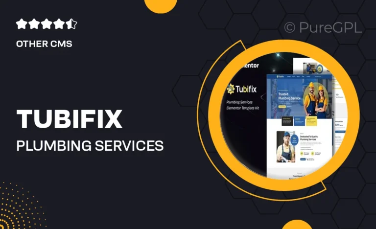 tubifix plumbing services elementor template kit