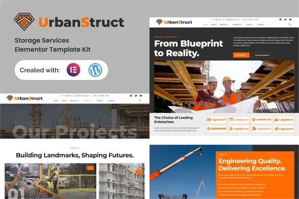 urbastruct construction building service elementor template kit 1