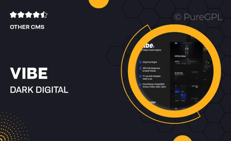 vibe dark digital creative agency portfolio elementor template kit