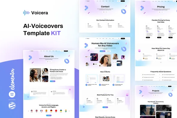voicera ai voiceover elementor template kit 1