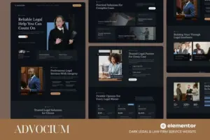 Advocium – Dark Legal & Law Firm Service Website Elementor Template Kits