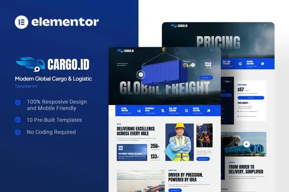 cargoid modern global cargo logistic elementor template kit 1